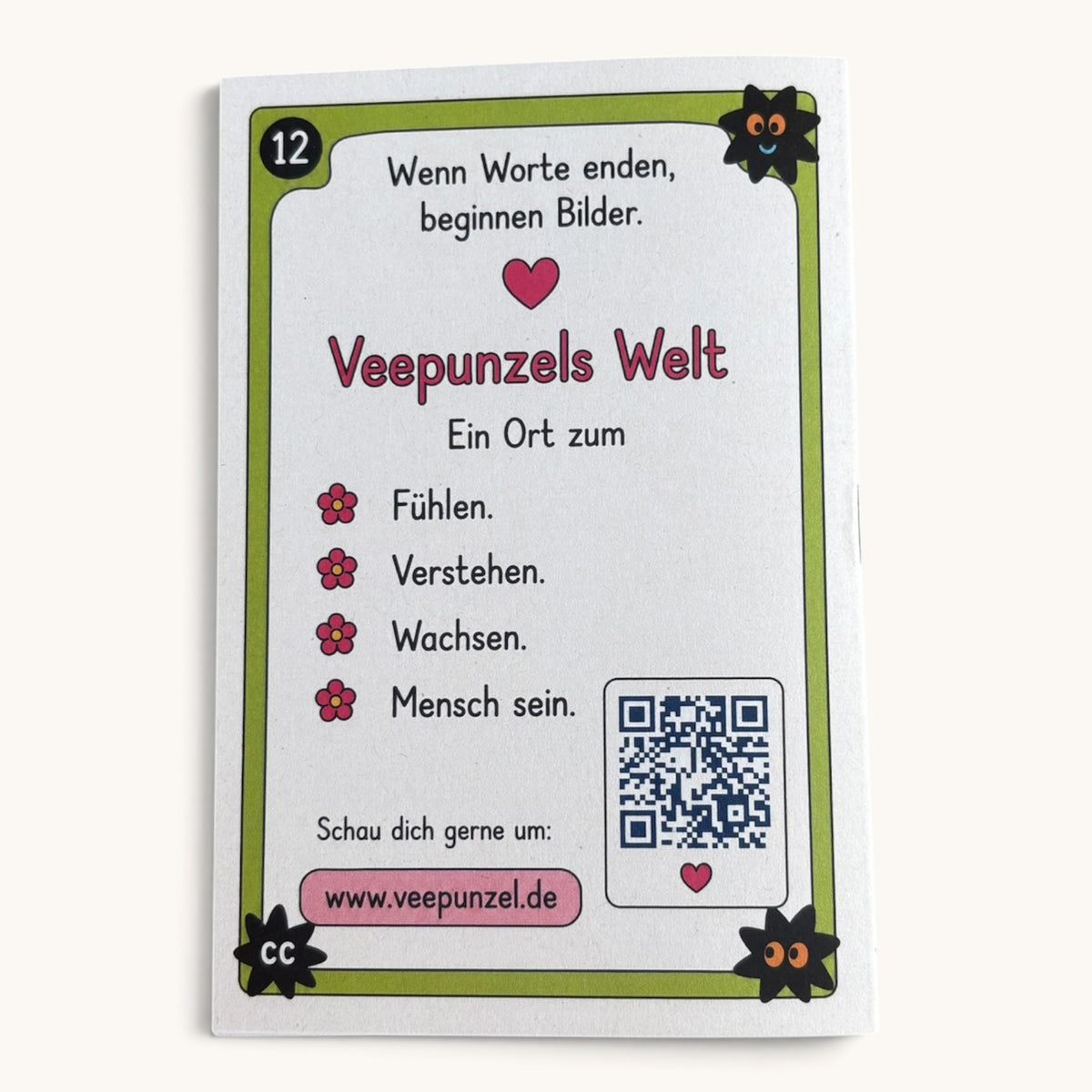 Angst – Rückseite mit Veepunzels Welt und QR-Code